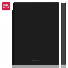 得力(deli)A5/112张莫兰迪色系可插笔皮面本新年礼物 肤感雅致记事本日记本笔记本子文具办公用品 22290黑色