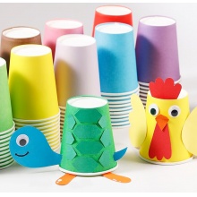 叁沃 diy彩色纸杯一次性手工纸杯加厚白色红色纸杯幼儿园儿童手工美术创意材料