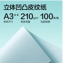 得力（deli）A3++ 210g蓝色凹凸皮纹纸 100张 封皮纸 云彩纸 标书封面装订台卡打印硬卡纸 ZQ5052